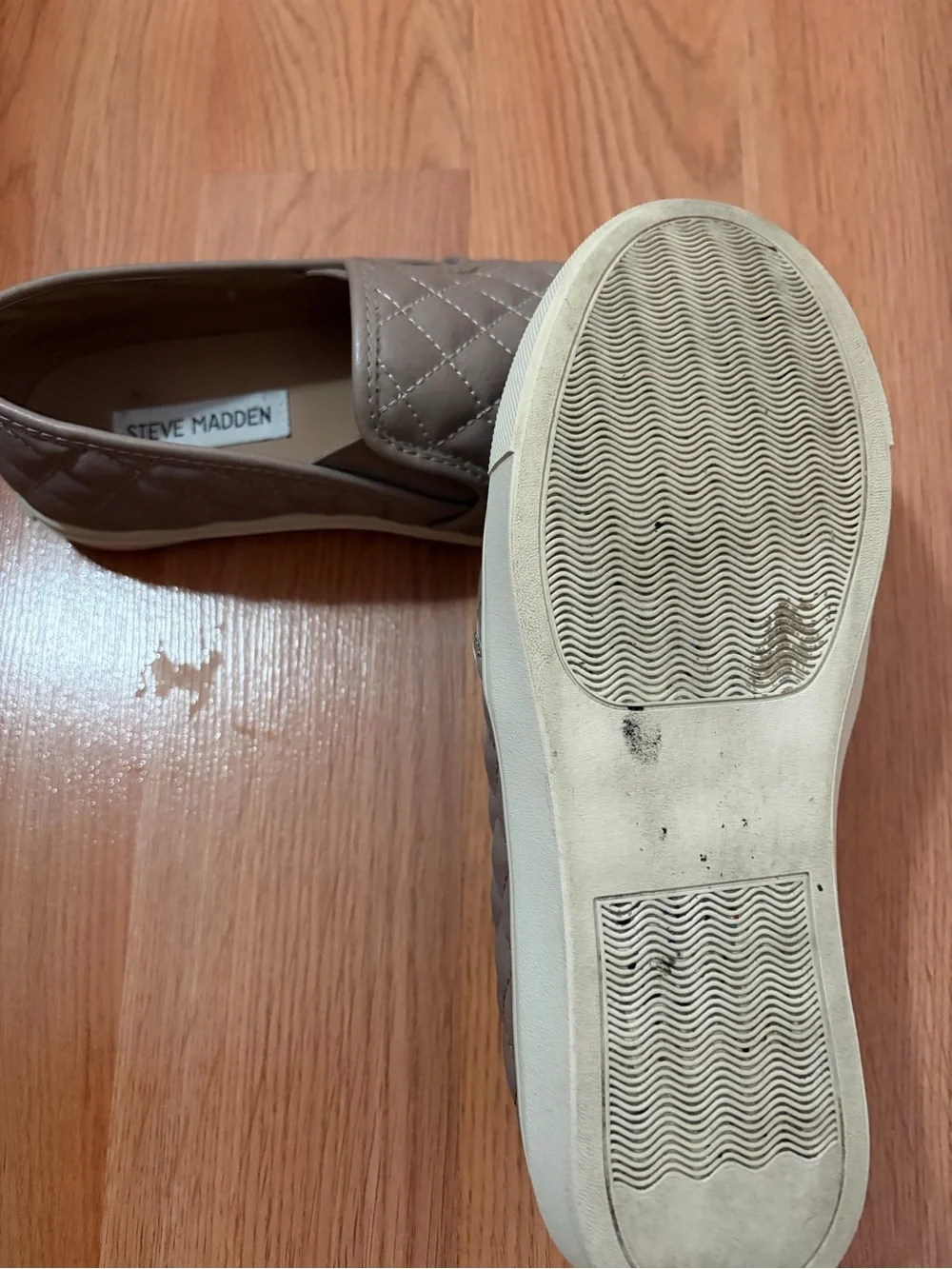 Steve Madden Quilted Slip-On Loafers — Taupe Gray